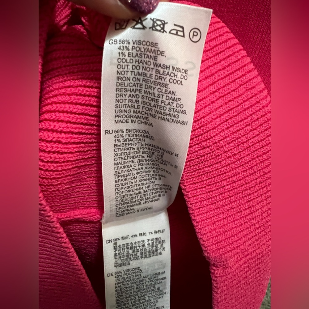 Reiss Pink Dakota Ribbed Knit Bodycon Dress Size Medium NWT - Picture 12 of 13